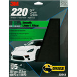 3M Sandpaper, Used For Featheredging/Primer Sanding, P220 Grit, 9 in x 11 in, Pack of 5 - 32043