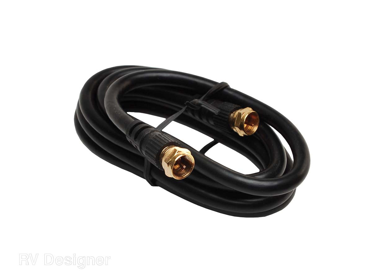 RV Designer Coaxial Cable, RG-59, 6 ft Length, Black - T273