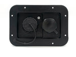 B&B Molders Fresh Water Inlet, Use With Either 1-1/4 in Or 1-3/8 in Water Fill Hose, 3-3/4 in Height x 6 in Width Cutout Dimension, Black - 94223