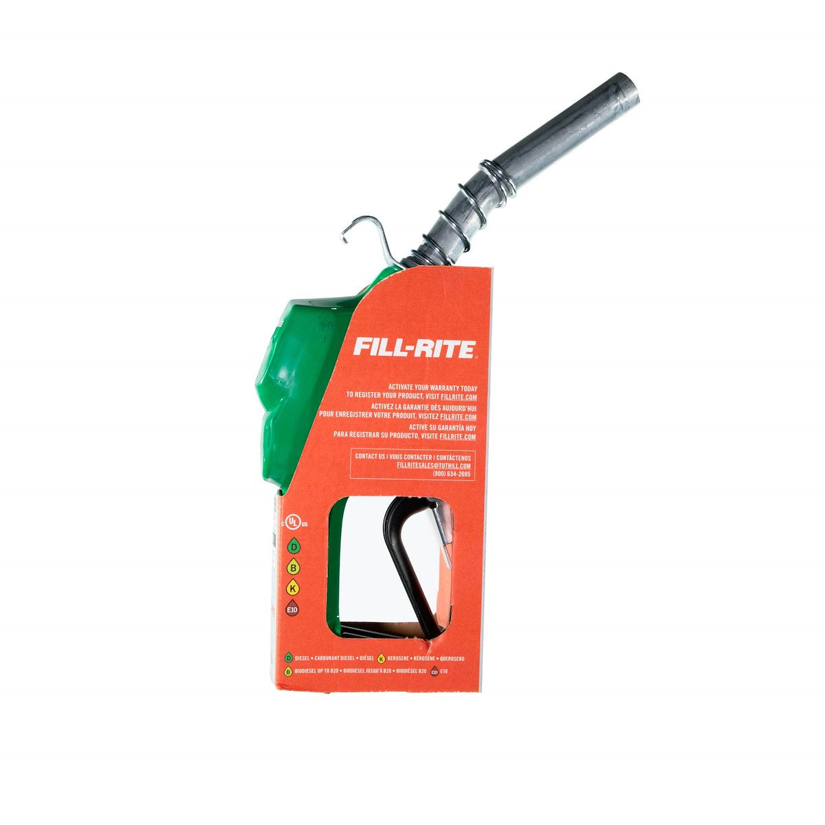 Fill-Rite Liquid Transfer Tank Pump Nozzle, 2.5 To 14.5 gal Per Minute, 3/4 in FNPT Threads, Aluminum Nozzle/Viton Seals And O-rings - N075DAU10