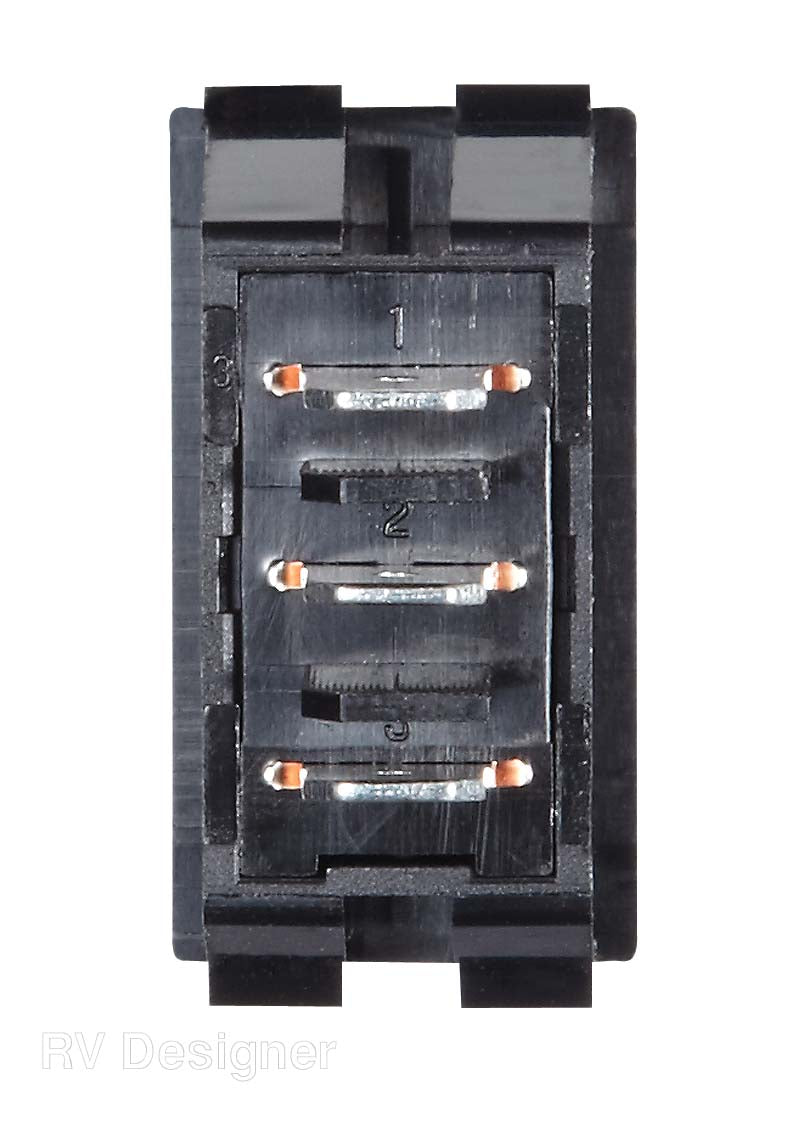 RV Designer Multi Purpose Switch, 10 amp Max, 0.550 in x 1.125 in Cutout, Black - S341