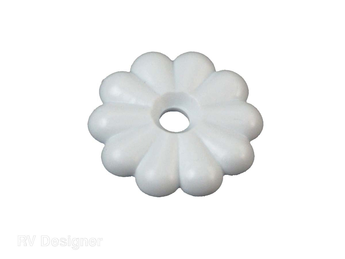 RV Designer Screw Rosettes, White, With #6 Screws, Set Of 14 - H613