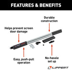 Lippert Screen Door Push Bar, Adjustable From 26 in To 30 in Width Doors, Black/Silver - 2021000090
