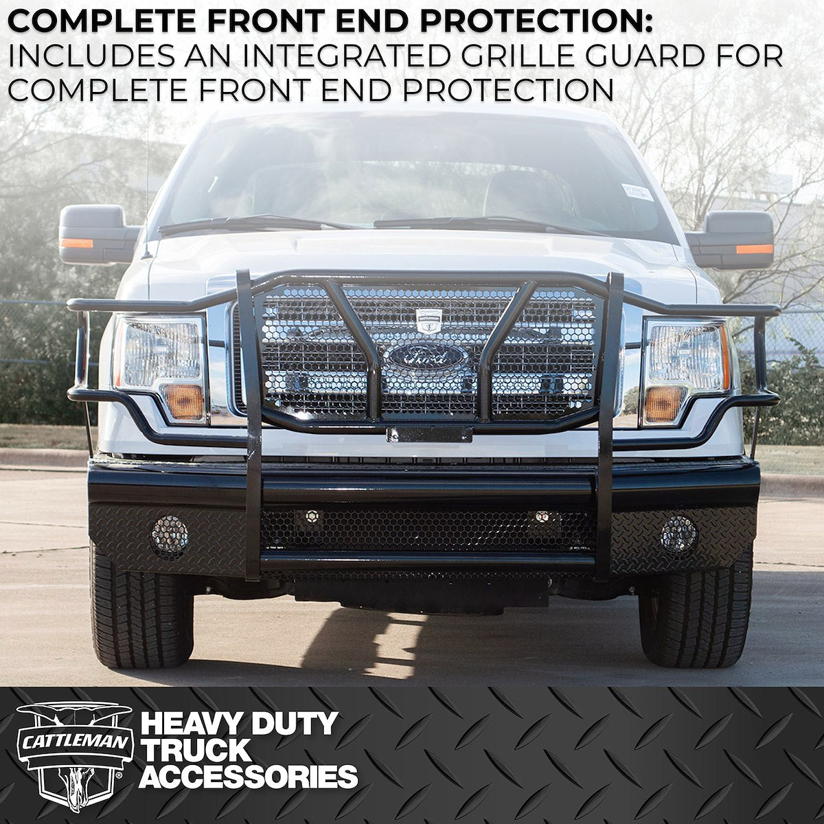 Cattleman HD Bumper, With 2 in Receiver Hitch, Glossy Powder Coated Black Steel - 2370PRSA