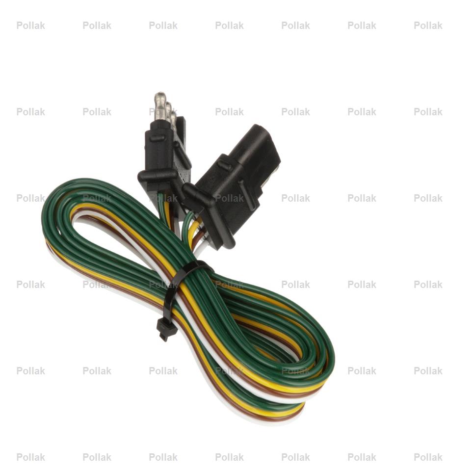 Pollak Trailer Wiring Connector, 4-Way Flat Male to Female, 60 in Wire Loop - 12-413E
