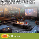 Faulkner Patio Mat, 12 ft Length x 9 ft Width, Reversible Black/Gray Fabric, Solar Powered Multicolor Or White LED Lights - 53024