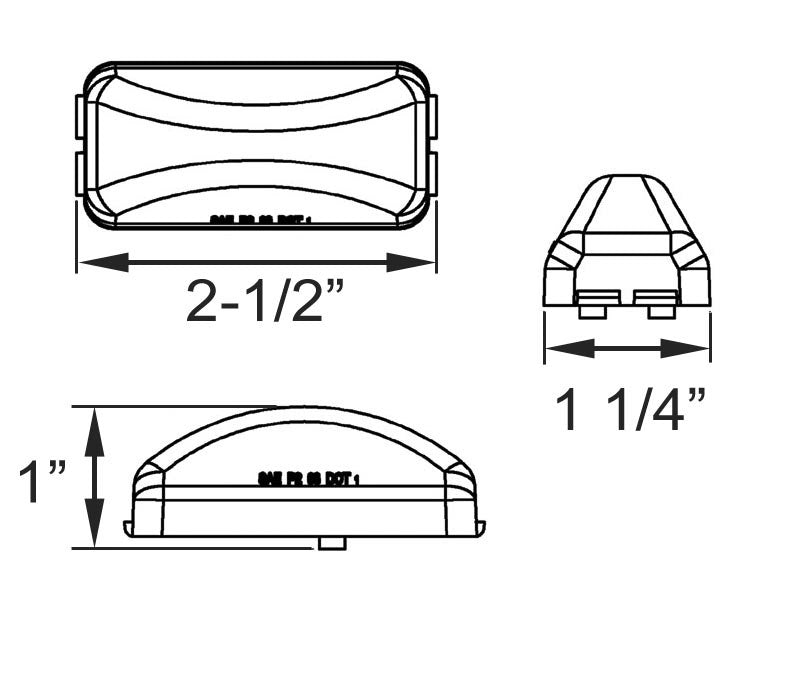 Optronics Clearance Light, AL90 SERIES, LED, 2-1/2 in Length x -1-1/4 in Width x 1 in Depth - AL90RBP