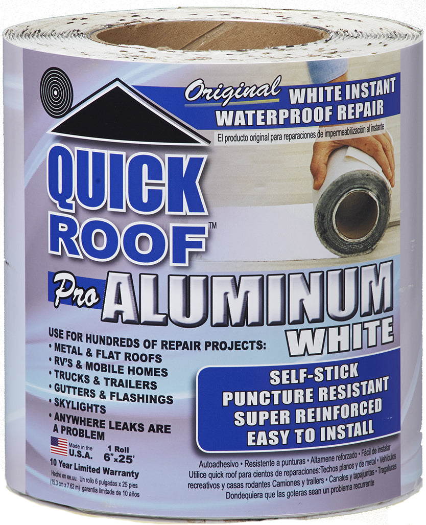 CoFair Product Roof Repair Tape, Aluminum Foil Tape, 6 in Width x 25 ft Roll, White - WQR625