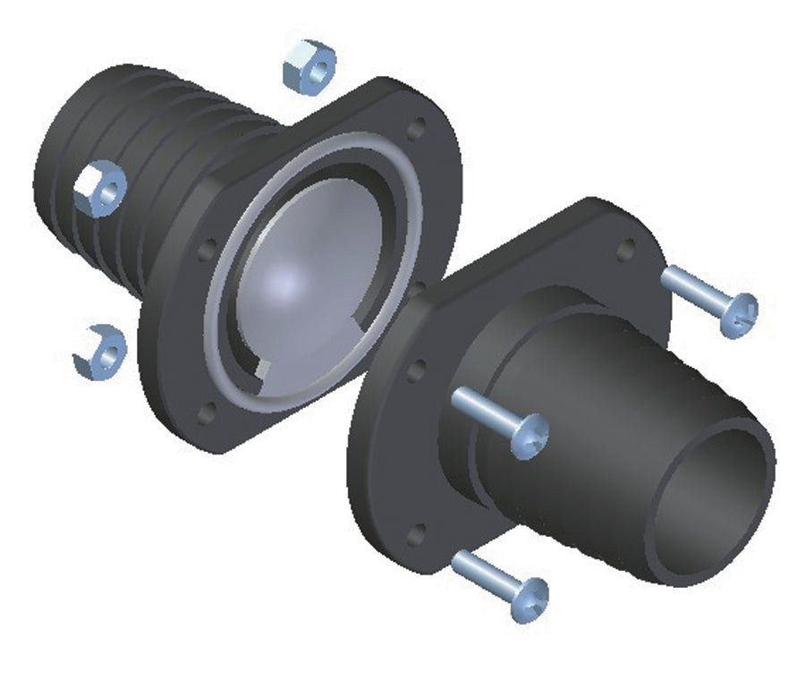 T-H Marine Scupper, Fits 1-1/8 in Marine Hose, Black - ILS-1200-DP