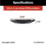 Furrion Stove Vent Hood, For 12 To 18 in Cabinet Depth, 10-11/16 in Width x 3-3/4 in Height Exhaust Duct, With LED Down Light - FHO23SACR-BL