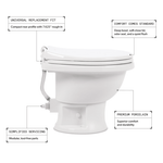 Dometic Toilet, 411 Series, Round Seat With 13-1/2 in Seat Height, White Ceramic - 9610008263