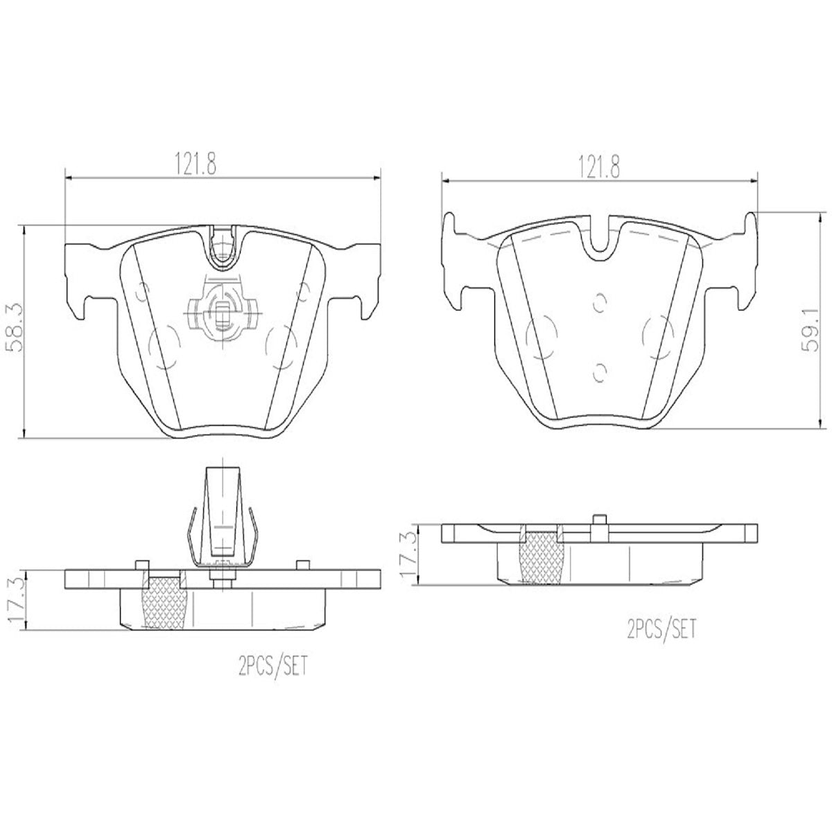 Brembo Brake Pad, FMSI Number D1042-7427, Ceramic, Set Of 4 - P06033N