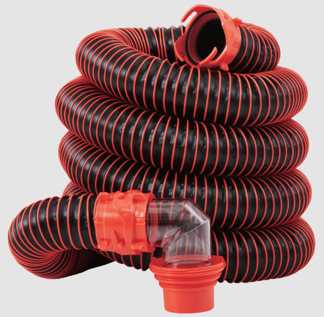 Lippert Sewer Hose, 20 ft Length, 25 Mils, With Fitting Elbow/2 Storage Caps/Gasket - 2024121180