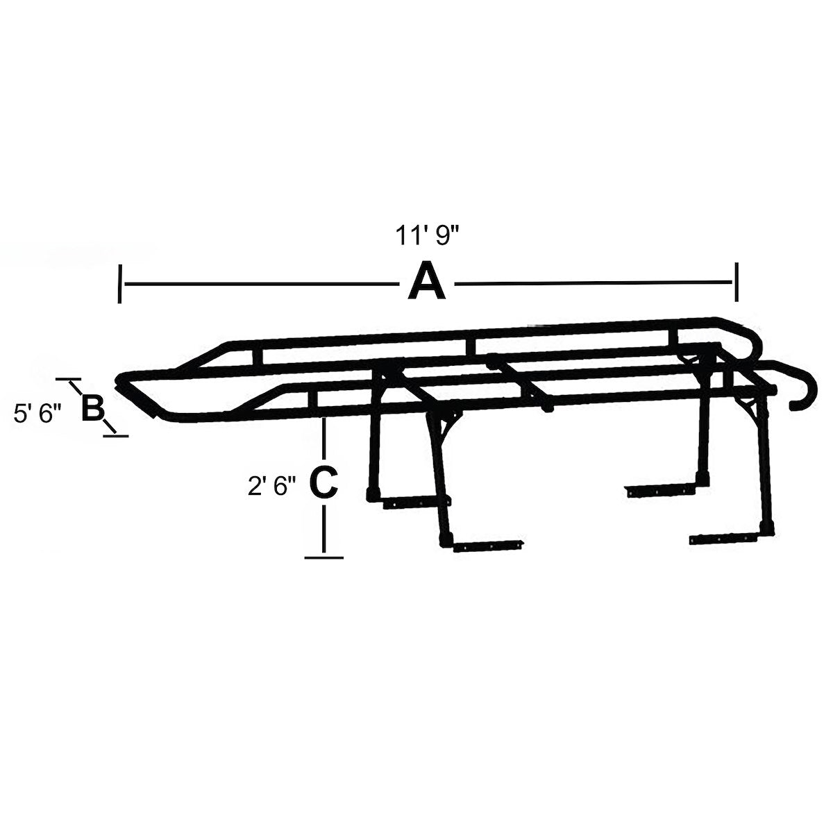 TrailFX Ladder Rack, 1500 lb Capacity, Black, Steel - FCLR001B