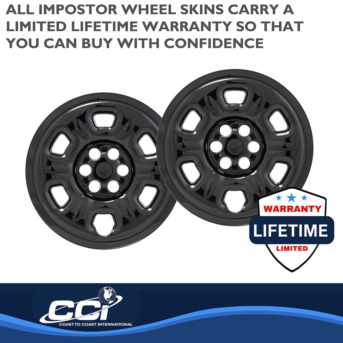 Coast2Coast Wheel Skin, 16 in, 6 Holes, Gloss Black, Set Of 4 - IMP69BLKN