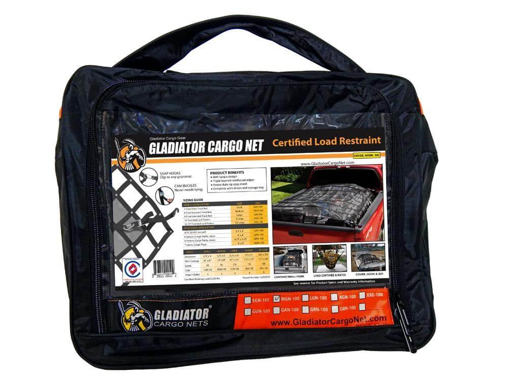 Gladiator Cargo Nets Exterior Cargo Net, 6.75 ft Width x 8 ft Length, 73 in x 89 in Mesh Coverage - MGN-100