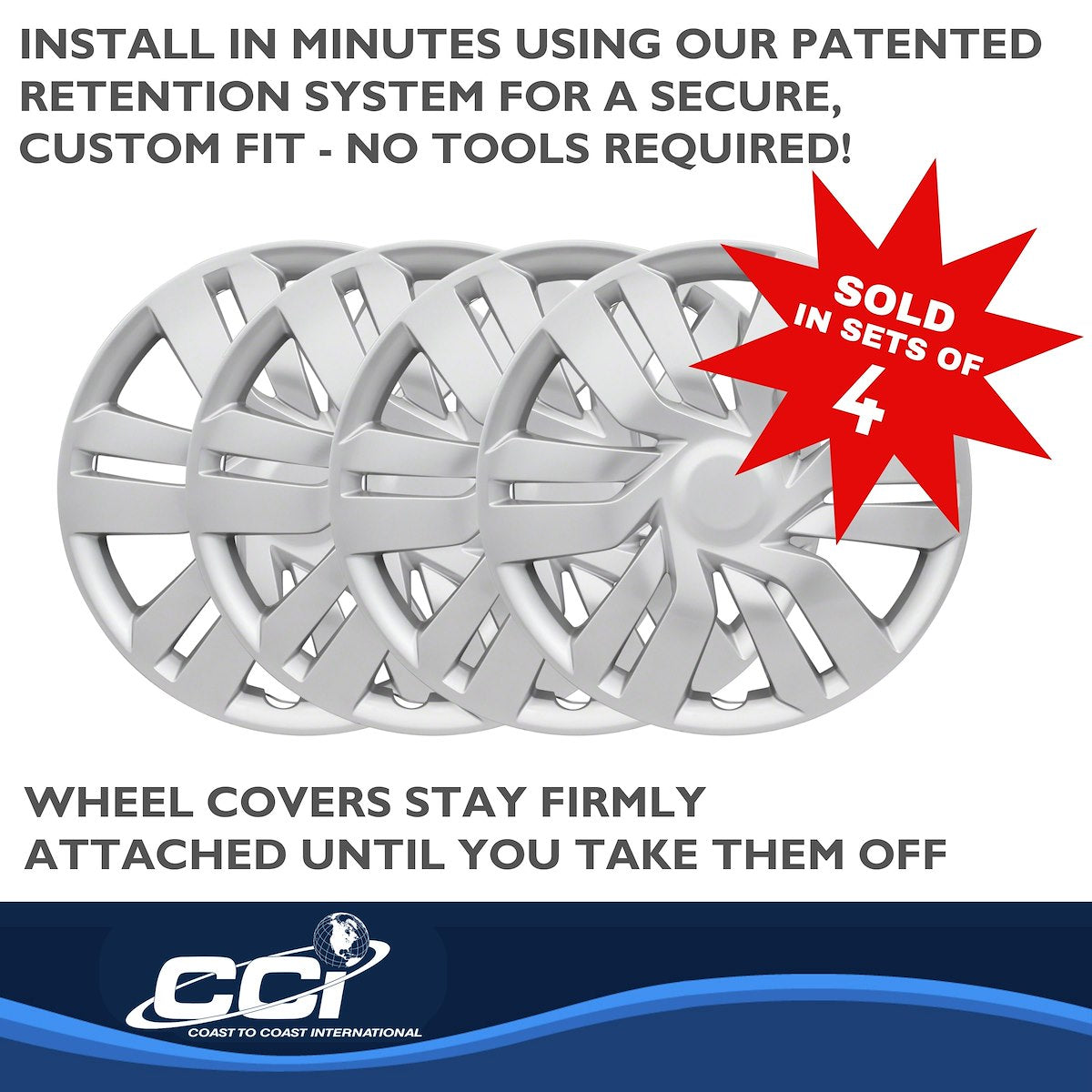 Coast2Coast Wheel Cover, 15 in, 6 Double Spoke, Set Of 4 - IWC53415S