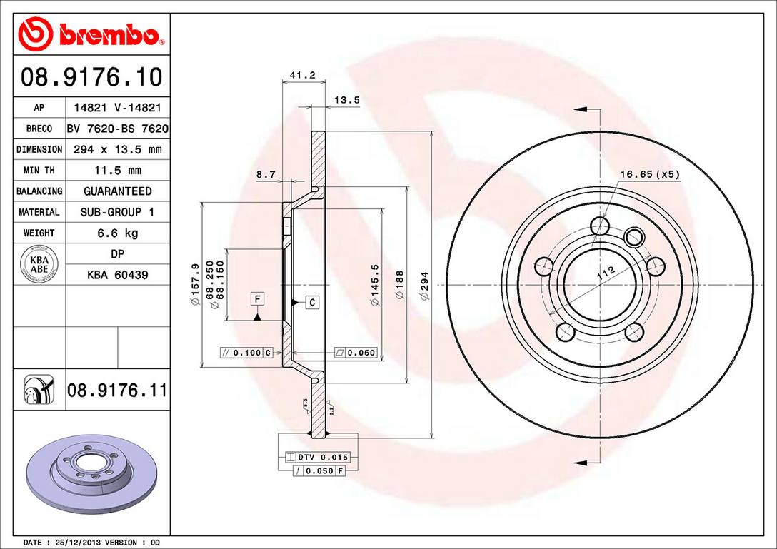 Brembo Brake Rotors 08917611C02 product image 3