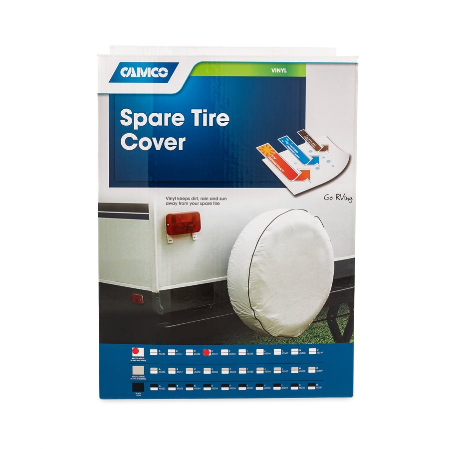 Camco Spare Tire Cover, Fits 29-3/4 in Diameter Tires, Arctic White - 45343