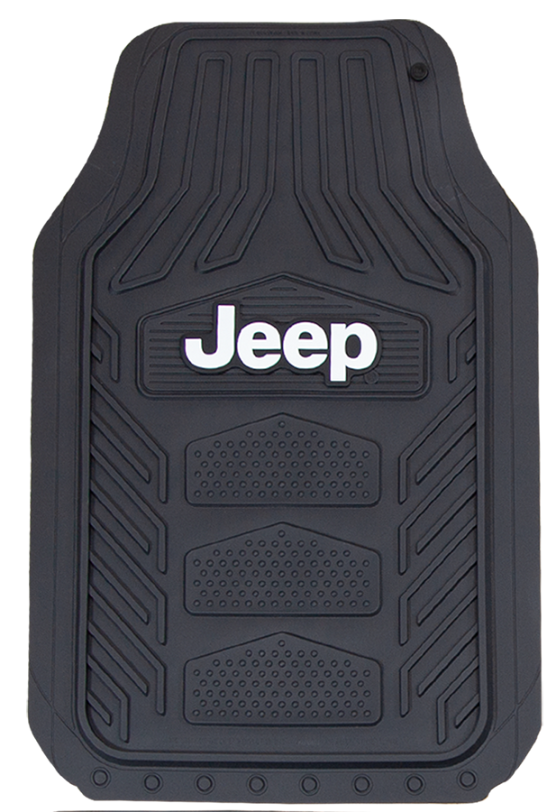 Plasticolor Floor Mat, Black, White Jeep Logo With Sculpted Channels, 4 Piece - 001668R01