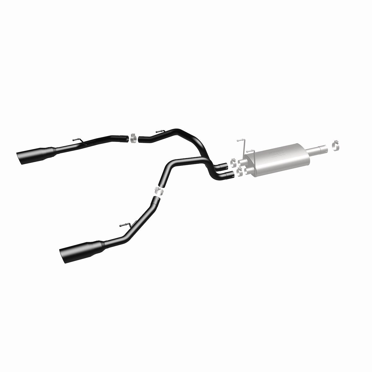MagnaFlow Exhaust System Kit, Stainless Steel, 3 in Pipe Diameter, 5 in Black Stainless Steel Tips - 15363
