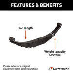 Lippert Trailer Axle Leaf Spring, 24.875 in Free Length, 26 in Loaded Length, 1.75 in Loaded Arch Height - 2021095282
