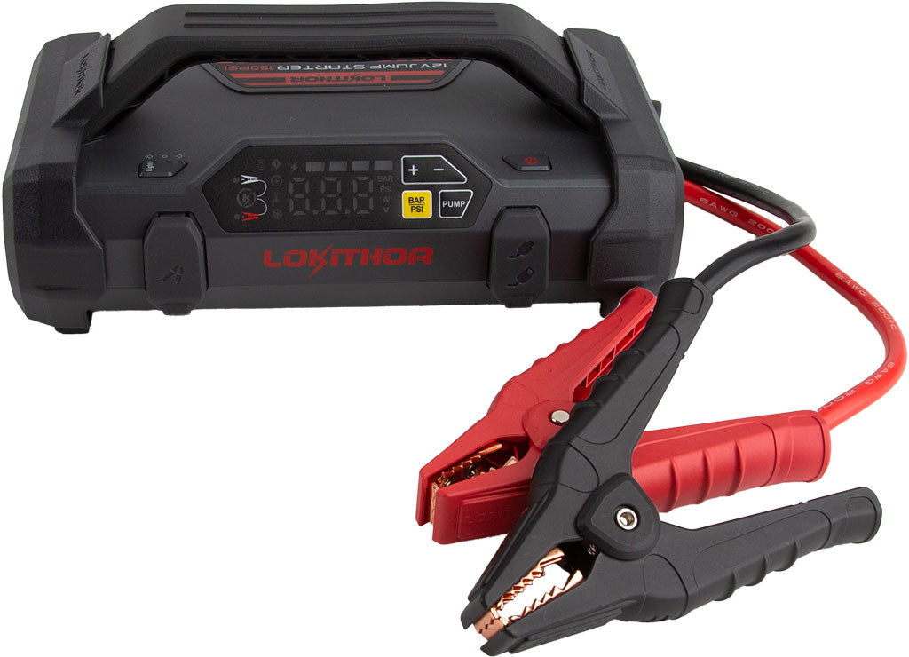 Lokithor Jump Starter, 3000 Amp With Air Compressor, 150 PSI, Gas & Diesel, Grey/Red - JA302 PRO - image 2