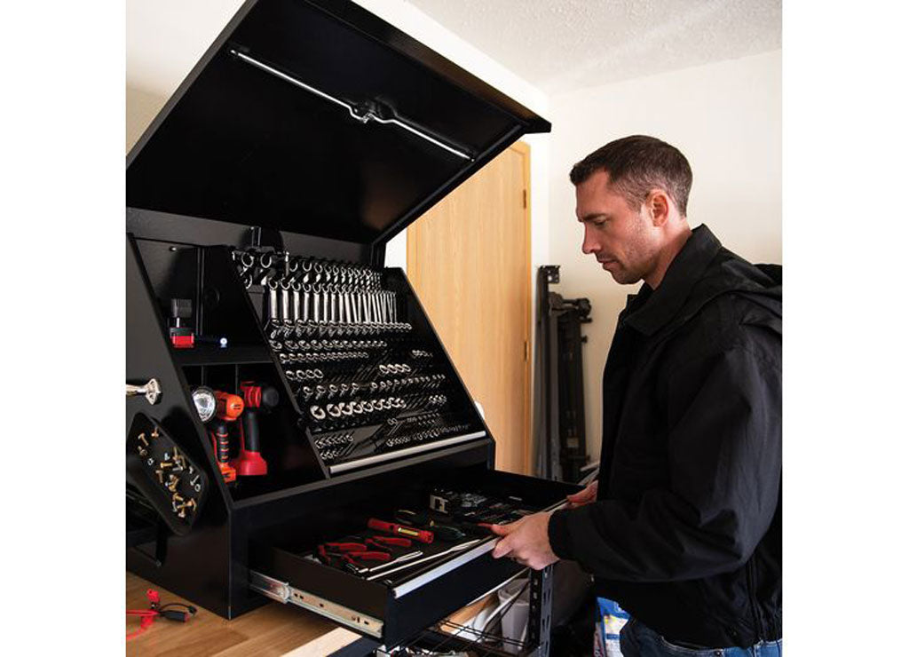 Montezuma 36 in X 17 in Steel Triangle Shop Box With Drawer - SB360DB - image 2