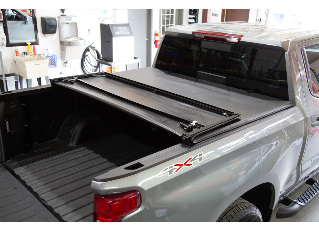 ProMaxx Automotive Soft Tri-Fold Tonneau Cover for Silverado, Sierra 1500 Crew Cab with 5.8' Bed (2014-2018), Black - BCST-111458 - image 4