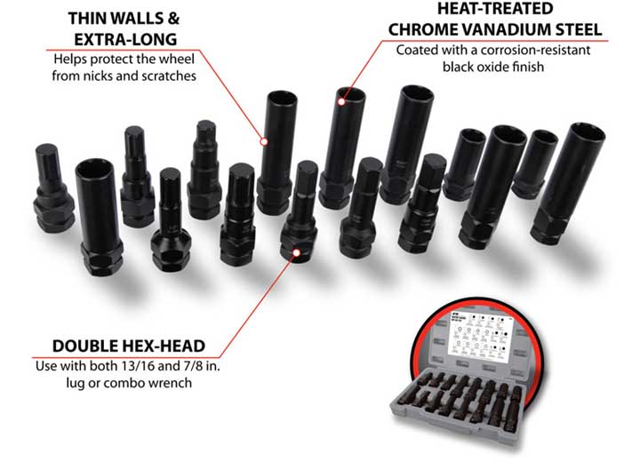Performance Tool Locking Lug Nut Master Key Set Tool - M994 - image 8