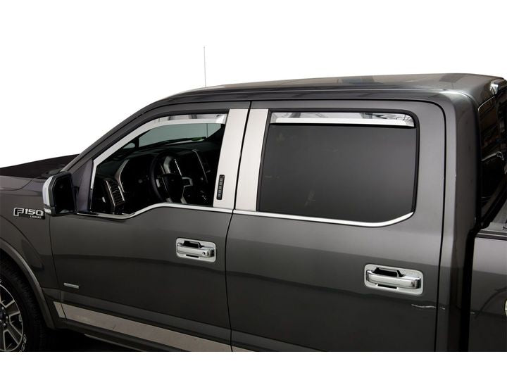 Putco Element Window Deflectors for Ford F-150 SuperCrew (2015-2020+), Set of 4, Chrome Visor - 480065 - image 2