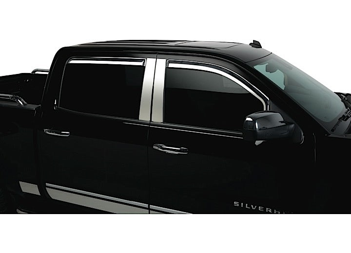 Putco 2014-2018 Silverado/Sierra 1500/14-19 Silverado/Sierra 2500/3500 HD Crew Cab 4PC Chrome Inchannel Visors - 480440 - image 2