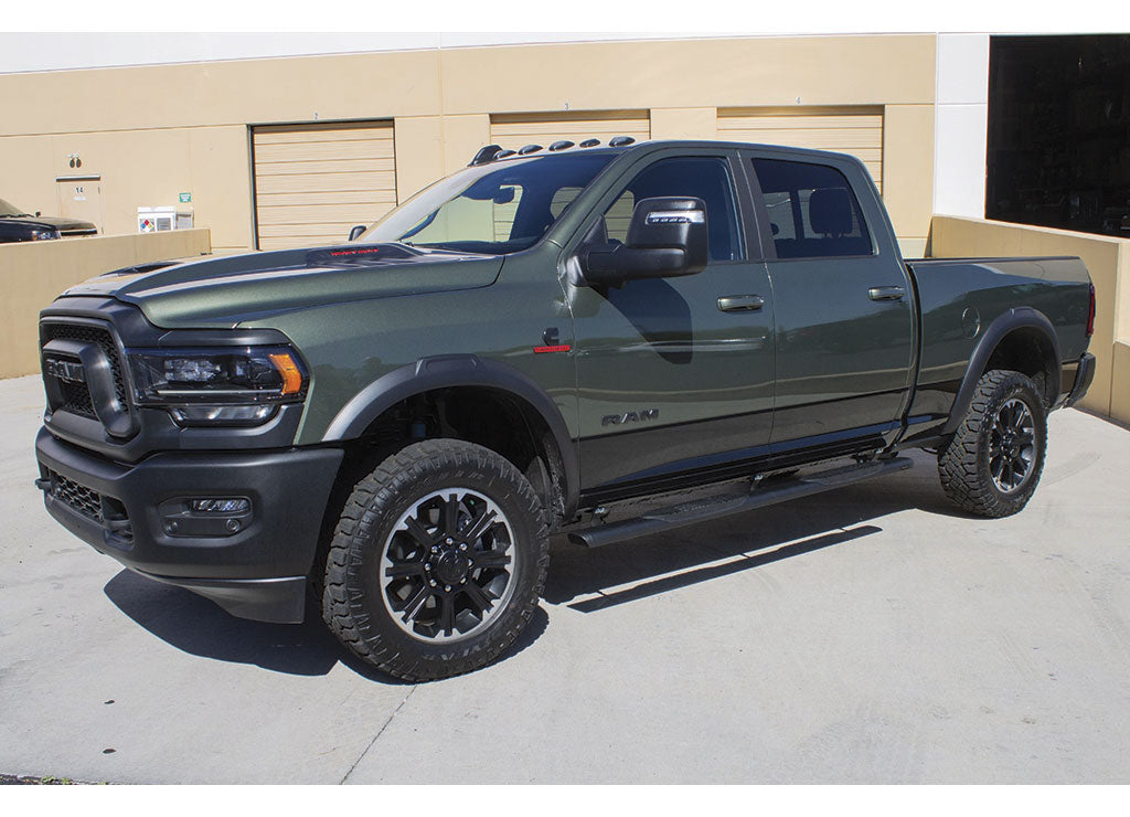 Raptor Series 2009-2018 Ram 1500 and 2019-2023 Classic/2010 Ram 2500 and 3500 Crew Cab 5 in Black Textured Aluminum Oval Step Bars - 2002-0062BT - image 2