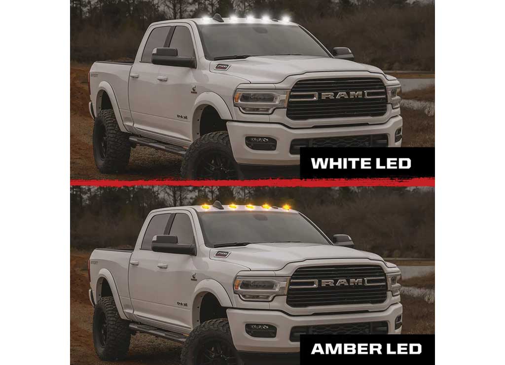 Recon Accessories 2019-2026 Ram 2500/3500 (5Pc Set) Smoked Cab Roof Kit With White & Amber Strobe & Running - 264346BKS - image 3