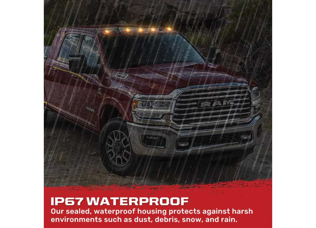 Recon Accessories 2019-2026 Ram 2500/3500 (5Pc Set) Smoked Cab Roof Kit With White & Amber Strobe & Running - 264346BKS - image 2