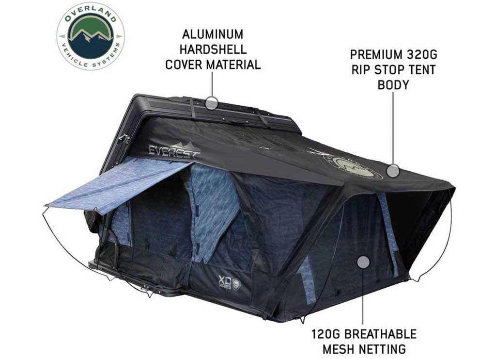 Overland Vehicle Systems XD Everest 4 Cantilever Aluminum Rooftop Tent, 4-Person, Gray - 18489904 - image 8
