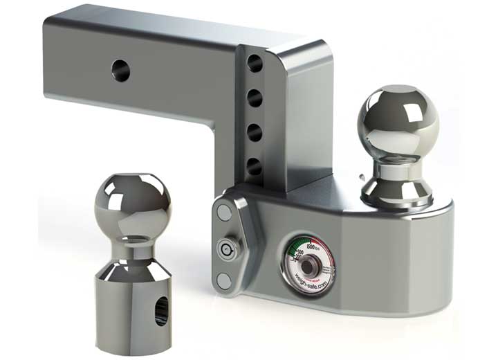 Weigh Safe Aluminum Drop Hitch, 4" Drop, 2.5" Shank, 18.5K GTW, 2.5 in Ball Mount With Weight Disbursement Gauge Hitch Size - WS4-2.5 - image 2
