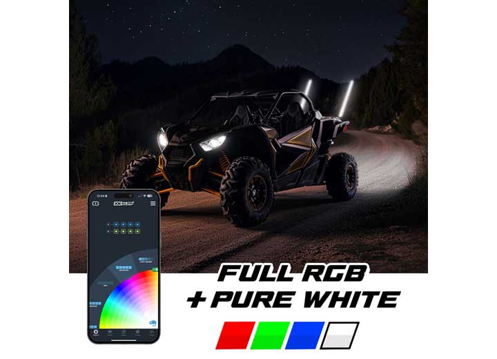 XK Glow Xkmax 48 in RGBW LED Whip Light Kit For 4x4/Offroad, UTV and ATV (2-Piece) - MX-WHIPB-ADV - image 5