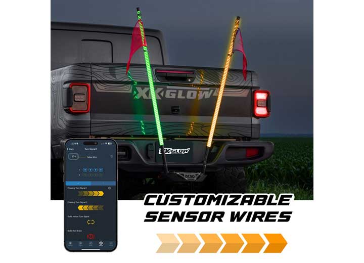 XK Glow Xkmax 48 in RGBW LED Whip Light Kit For 4x4/Offroad, UTV and ATV (2-Piece) - MX-WHIPB-ADV - image 4