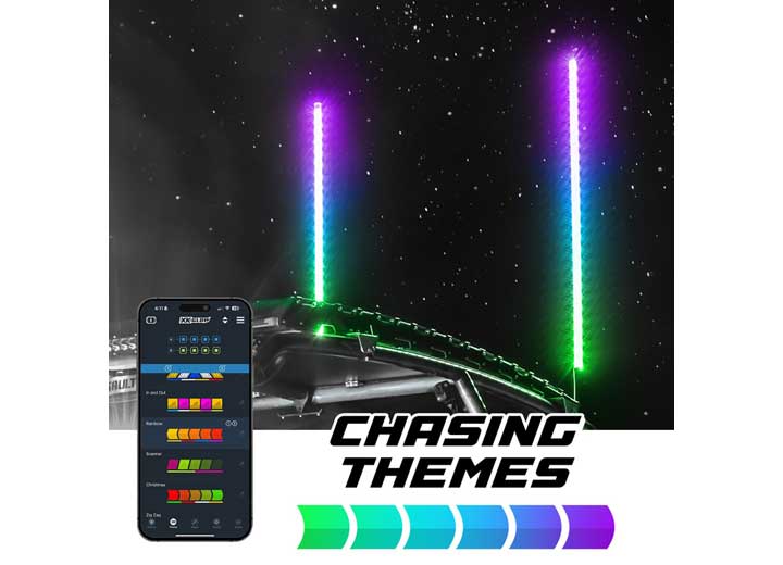 XK Glow Xkmax 48 in RGBW LED Whip Light Kit For 4x4/Offroad, UTV and ATV (2-Piece) - MX-WHIPB-ADV - image 3