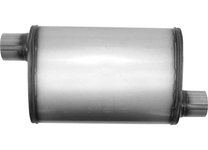 AP Exhaust Xlerator Performance 2.5 in Stainless Steel Oval Muffler with Offset (O) Inlet and Offset (O) Outlet - XS1236 - image 1