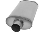 AP Exhaust 3 in Inlet 2.5 in Outlet Stainless Steel Oval Muffler with Center (C) Inlet and Dual (D) Outlet - XS2288 - image 1