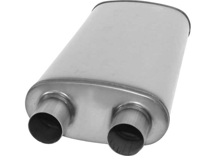 AP Exhaust 2.5 in Stainless Steel Oval Muffler with Dual (D) Inlet and Dual (D) Outlet - XS2568 - image 1