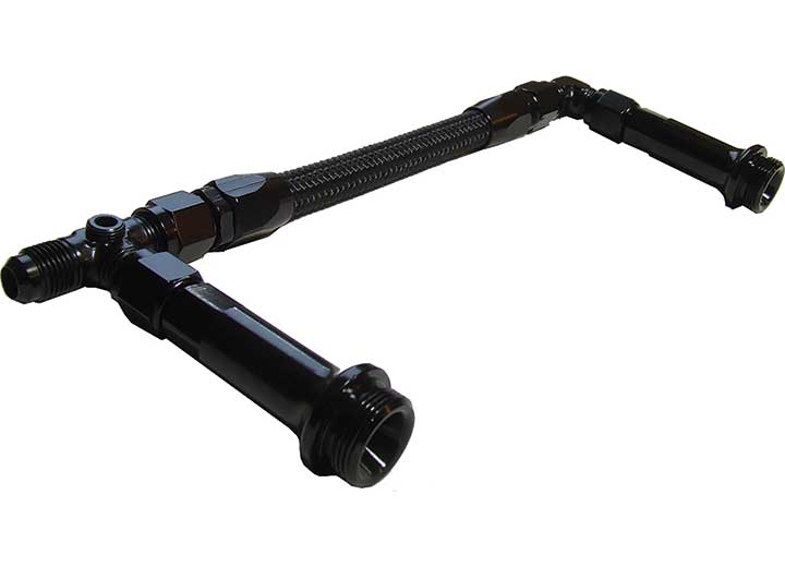 Big End Performance 6 Holley 4150 Series Black Fitting Dual Inlet Carburetor Line Kit With Black Hose - 14107 - image 1