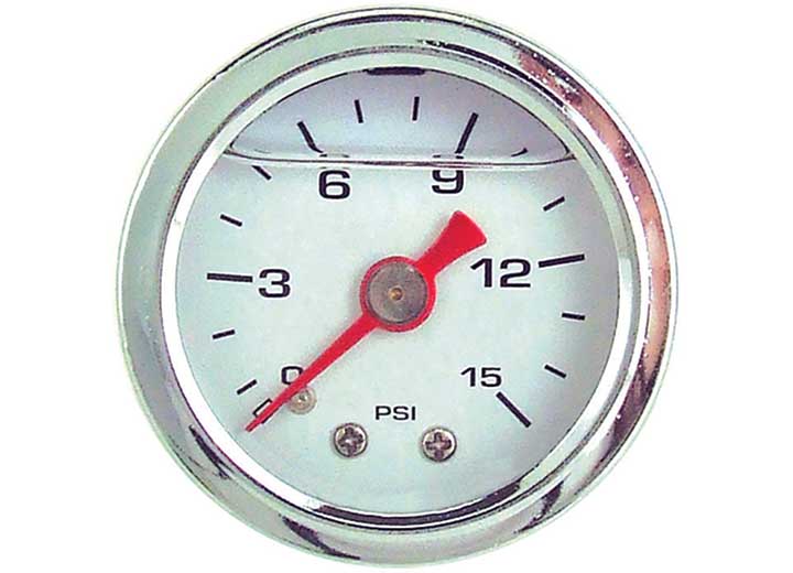 Big End Performance Liquid Filled White Pressure Gauge, 0-15Psi - 15030 - image 1