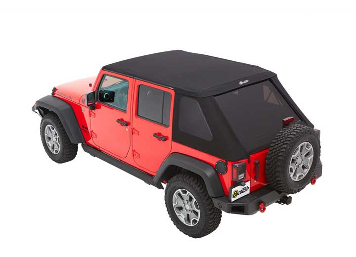Bestop Trektop Slantback Soft Top for Wrangler JK Unlimited, Black Twill - 56853-17 - image 1