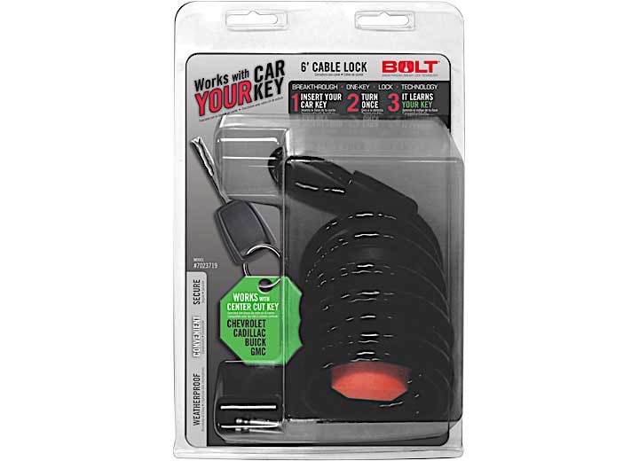 BOLT Lock (Clamshell) 2014-2018 GM (Except Colorado/Canyon) With Center Cut Key 6 ft Cable Lock - 7023719 - image 1