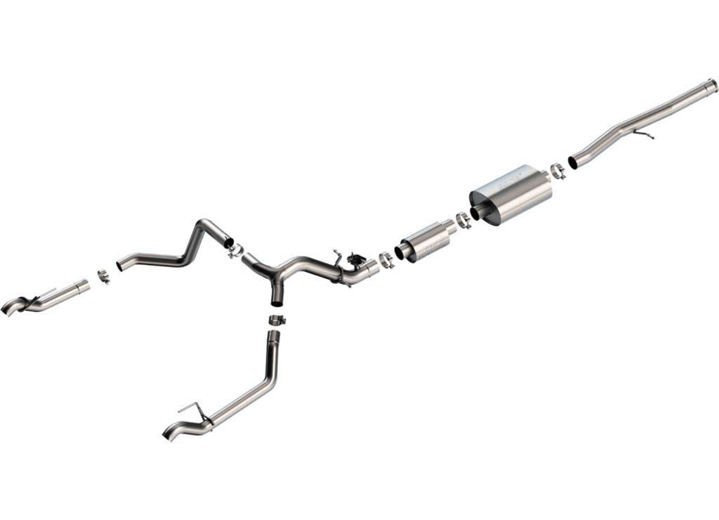 Borla 2024-2026 Silver, Sierra 1500 (Not ZR2, AT4X) 6.2L Cat-Back Touring With Sim Exhaust System For Factory Tips, Stainless Steel - 140993 - image 1