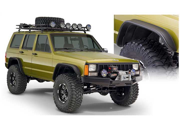 Bushwacker Flat Style Fender Flares, OE Matte Black for 1984-2001 Jeep Cherokee - 10922-07 - image 1