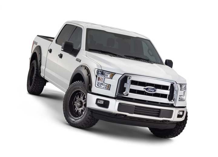 Bushwacker Pocket, Rivet Style Front & Rear Fender Flares, 4-Piece Set, Black, Smooth Finish for 2015-2017 Ford F-150 - 20935-02 - image 1